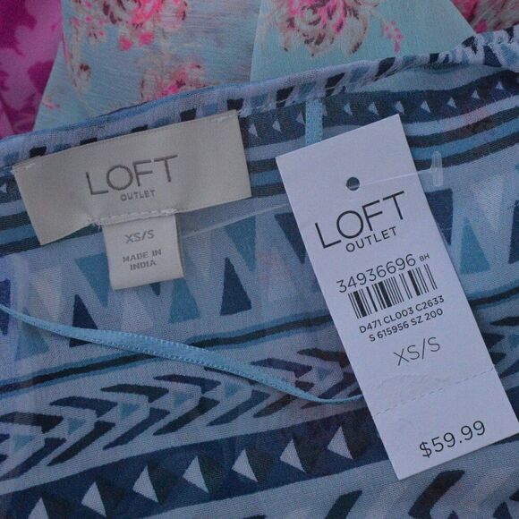 Loft Outlet Blue and White Flowy Kimono Swimsuit Cover Up New with Tags 24 P2P - Picture 5 of 5